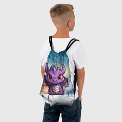 Рюкзак-мешок Фиолетовый недовольный дракон, цвет: 3D-принт — фото 2