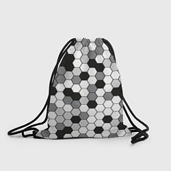 Рюкзак-мешок Камуфляж гексагон серый, цвет: 3D-принт