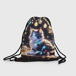Рюкзак-мешок Кот и новогодние украшения, цвет: 3D-принт
