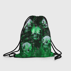 Рюкзак-мешок Зелёные черепа на зелёном фоне, цвет: 3D-принт
