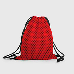 Рюкзак-мешок Красный в чёрный маленький горошек, цвет: 3D-принт