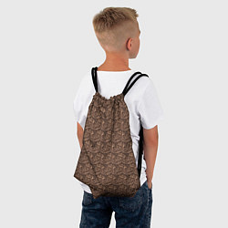 Рюкзак-мешок Ажурный коричневый паттерн, цвет: 3D-принт — фото 2