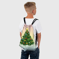Рюкзак-мешок Ёлка украшенная на нежном фоне, цвет: 3D-принт — фото 2