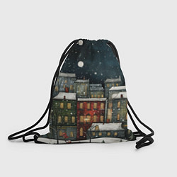Рюкзак-мешок Новогодний рисованный город, цвет: 3D-принт