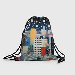 Рюкзак-мешок Новогодний ночной город, цвет: 3D-принт