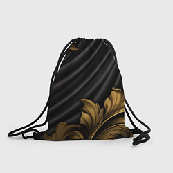 Рюкзак-мешок Лепнина золотые узоры на черной ткани, цвет: 3D-принт