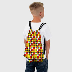 Рюкзак-мешок Красные, жёлтые и белые квадраты, цвет: 3D-принт — фото 2