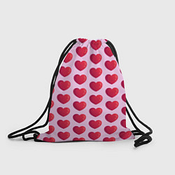 Рюкзак-мешок Красные сердца на розовом фоне, цвет: 3D-принт