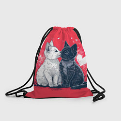 Рюкзак-мешок Белая и черная кошечка 14 февраля, цвет: 3D-принт