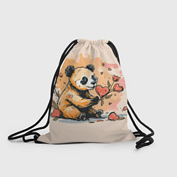 Мешок для обуви Милая панда с сердечком и цветами