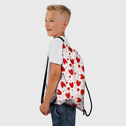 Рюкзак-мешок Красные сердечки на белом фоне, цвет: 3D-принт — фото 2