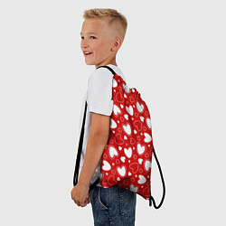 Рюкзак-мешок Белые сердечки на красном фоне, цвет: 3D-принт — фото 2