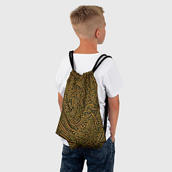 Рюкзак-мешок Золотые узоры на черном фоне, цвет: 3D-принт — фото 2