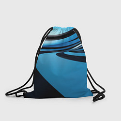 Рюкзак-мешок Черная и синяя абстракция в виде волн, цвет: 3D-принт