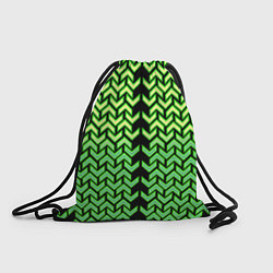Рюкзак-мешок Зелёные стрелки на чёрном фоне киберпанк, цвет: 3D-принт