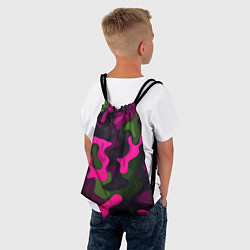 Рюкзак-мешок Яркий неоновый камуфляж фиолетовый и зеленый, цвет: 3D-принт — фото 2