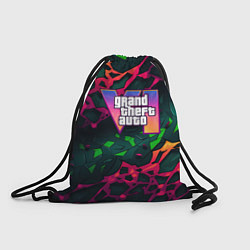Мешок для обуви GTA 6 logo яркий неоновый камуфляжный стиль
