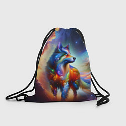 Рюкзак-мешок Космический красочный волк, цвет: 3D-принт