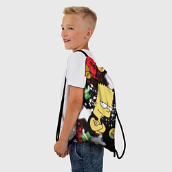 Рюкзак-мешок Барт Симпсон на фоне баксов, цвет: 3D-принт — фото 2