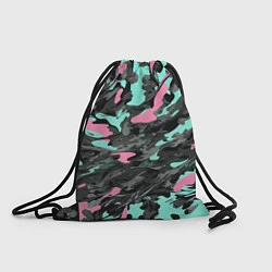 Рюкзак-мешок Бирюзово-розовый камуфляж, цвет: 3D-принт