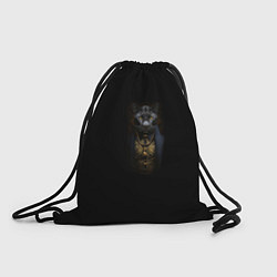 Рюкзак-мешок Ягуар в костюме на черном фоне, цвет: 3D-принт