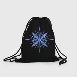 Рюкзак-мешок Голубая снежинка на черном фоне, цвет: 3D-принт