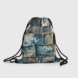 Рюкзак-мешок Деним пэчворк-ржавчина, цвет: 3D-принт