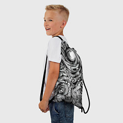 Рюкзак-мешок Черные и белые абстрактные узоры, цвет: 3D-принт — фото 2