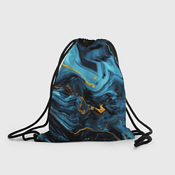 Рюкзак-мешок Синяя абстракция с золотым напылением, цвет: 3D-принт