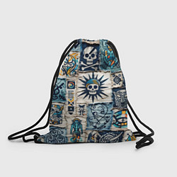 Рюкзак-мешок Пэчворк деним с пиратами, цвет: 3D-принт