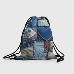 Рюкзак-мешок Джинсовый пэчворк - нейросеть, цвет: 3D-принт