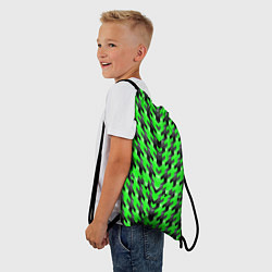 Рюкзак-мешок Чёрно-зелёный паттерн, цвет: 3D-принт — фото 2