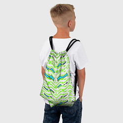 Рюкзак-мешок Агрессивный бело-зелёный паттерн, цвет: 3D-принт — фото 2