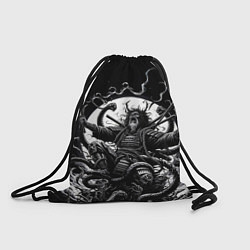 Рюкзак-мешок Кричащий самурай и огромный монстр, цвет: 3D-принт