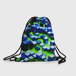 Рюкзак-мешок Синие блоки в зеленом тумане, цвет: 3D-принт