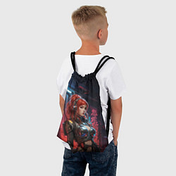 Рюкзак-мешок Рыжая кибернетическая воительница, цвет: 3D-принт — фото 2