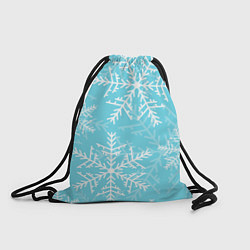 Рюкзак-мешок Снежинки на голубом фоне, цвет: 3D-принт