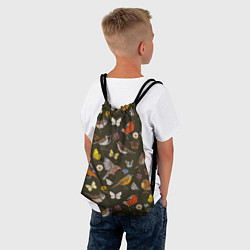 Рюкзак-мешок Птицы и бабочки с цветами паттерн, цвет: 3D-принт — фото 2