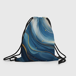 Рюкзак-мешок Золотая волнистая текстура на синей ткани, цвет: 3D-принт