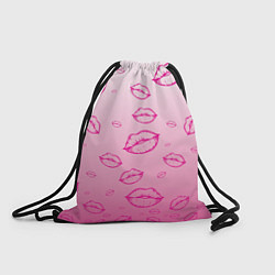Рюкзак-мешок Паттерн малиновые губы на розовом градиент - lips, цвет: 3D-принт