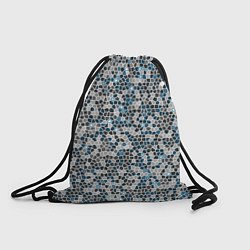 Рюкзак-мешок Паттерн мозаика серый с голубым, цвет: 3D-принт