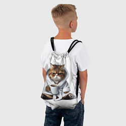 Рюкзак-мешок Котик в халате и кофе, цвет: 3D-принт — фото 2