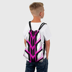 Рюкзак-мешок Чёрно-розовые полосы на белом фоне, цвет: 3D-принт — фото 2