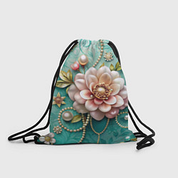 Рюкзак-мешок Объемные цветы и жемчуг, цвет: 3D-принт