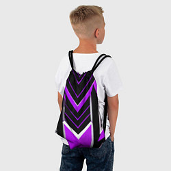Рюкзак-мешок Фиолетово-серые полосы на чёрном фоне, цвет: 3D-принт — фото 2