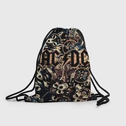 Рюкзак-мешок AC DC на фоне викингов рун воронов и черепов, цвет: 3D-принт