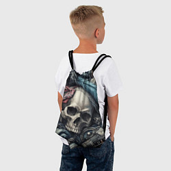 Рюкзак-мешок Коллаж винтажный с черепом - нейроарт, цвет: 3D-принт — фото 2