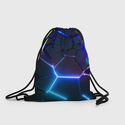 Рюкзак-мешок Микс из разломленных плит и неоновое свечения, цвет: 3D-принт