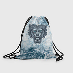 Мешок для обуви Серо-синий волк на абстрактном фоне