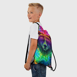Рюкзак-мешок Разноцветный неоновый медведь, цвет: 3D-принт — фото 2